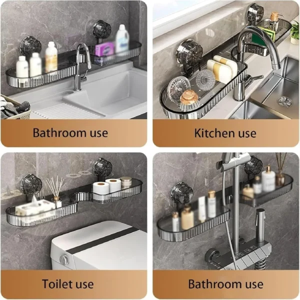 No Drill Wall Mounted Storage Rack For Bathroom/Kitchen Sink