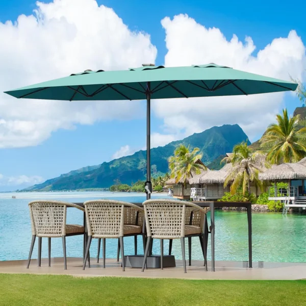 Large Patio Umbrella with Cross Base and Sandbag